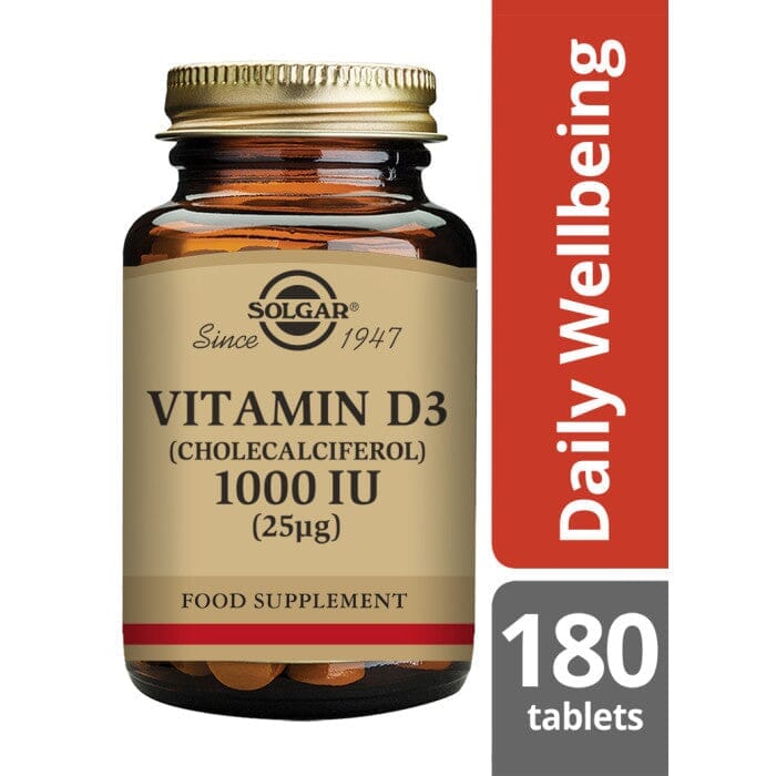 Solgar® Vitamin D3 (Cholecalciferol) 1000 IU (25 µg) Tablets - Pack of 180 Solgar
