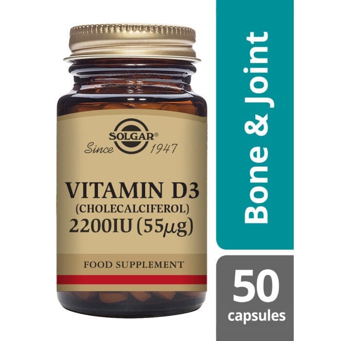 Solgar® Vitamin D3 (Cholecalciferol) 2200 IU (55 µg) Vegetable Capsules - Pack of 50 Solgar