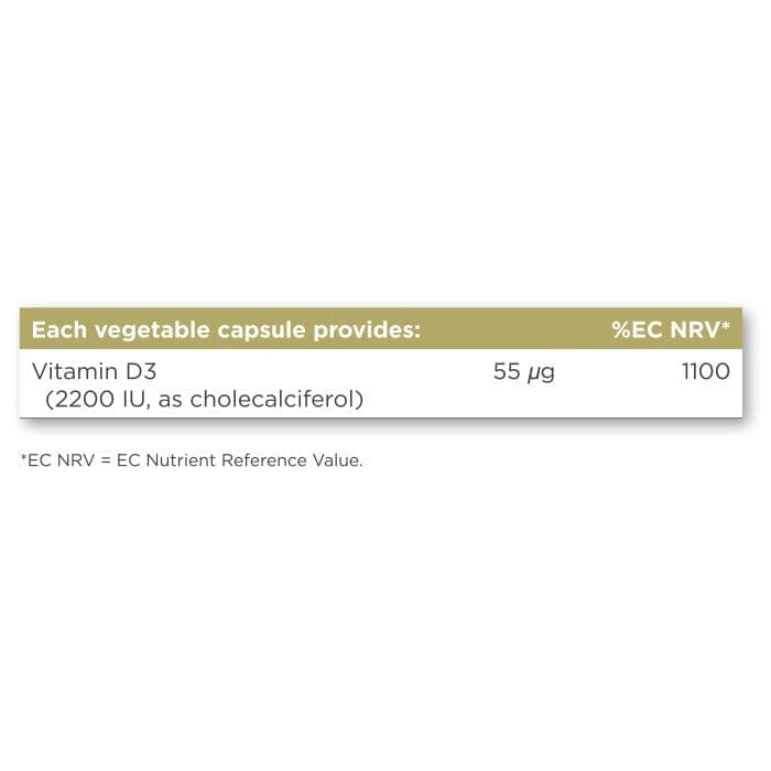Solgar® Vitamin D3 (Cholecalciferol) 2200 IU (55 µg) Vegetable Capsules - Pack of 50 Solgar