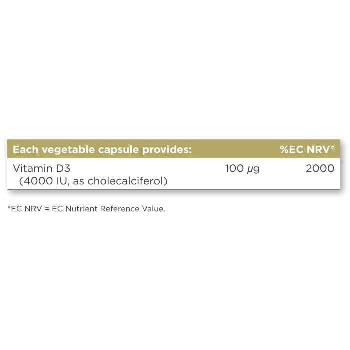 Solgar® Vitamin D3 (Cholecalciferol) 4000 IU (100 µg) Vegetable Capsules - Pack of 120 Solgar
