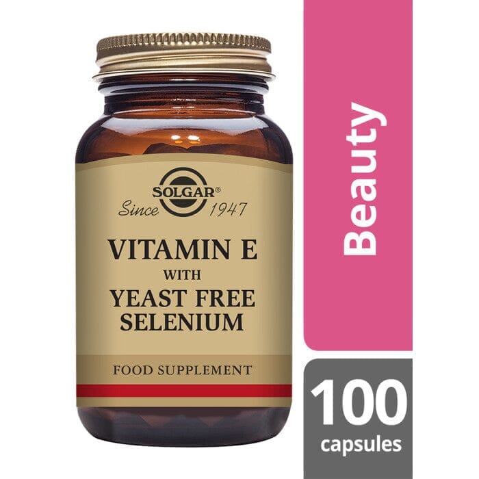 Solgar® Vitamin E with Yeast Free Selenium Vegetable Capsules - Pack of 100 Solgar
