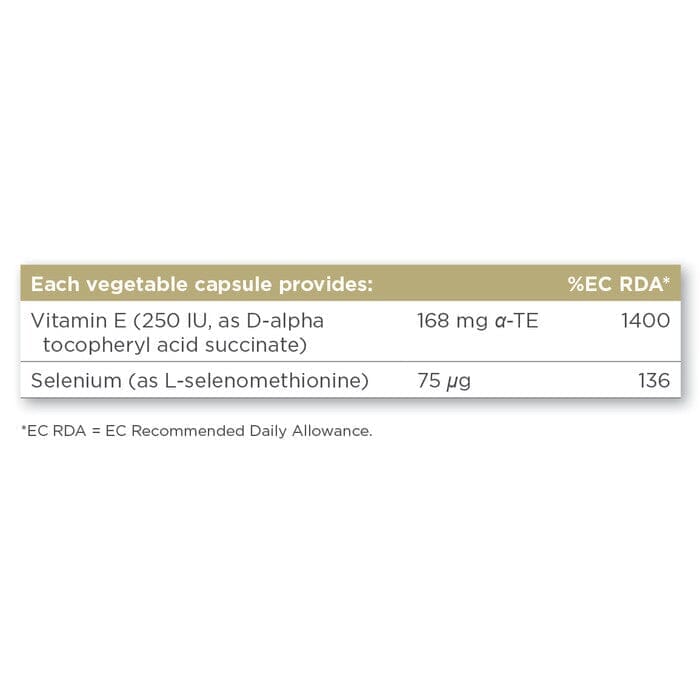 Solgar® Vitamin E with Yeast Free Selenium Vegetable Capsules - Pack of 100 Solgar