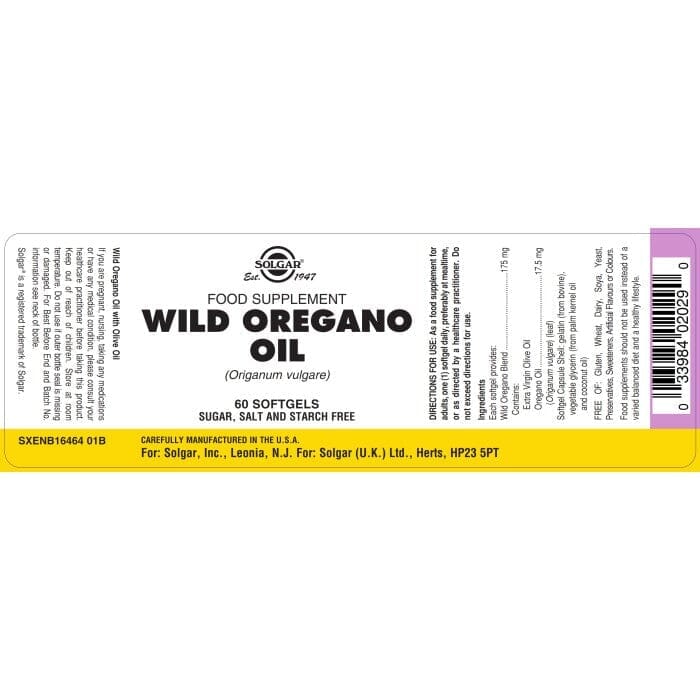 Solgar® Wild Oregano Oil Softgels - Pack of 60 Solgar