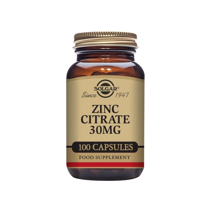 Solgar® Zinc Citrate 30 mg Vegetable Capsules - Pack of 100 Solgar