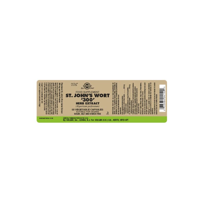 St John's Wort ' 300' Herb Extract Vegetable Capsules - Pack of 50 Solgar