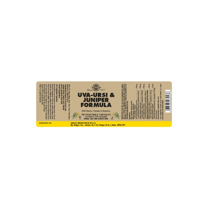 Uva Ursi & Juniper Berry Formula Vegetable Capsules - Pack of 100 Solgar