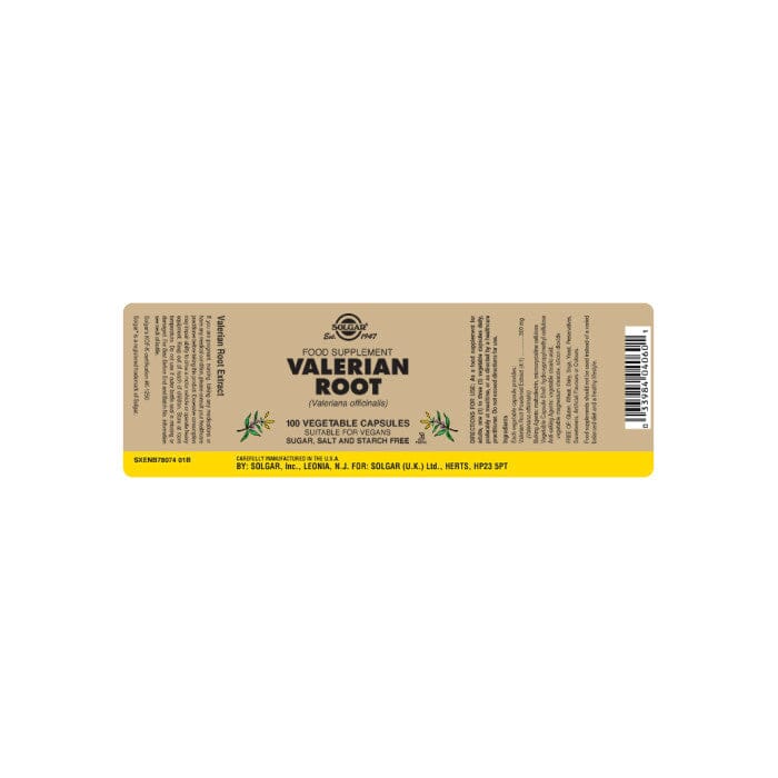 Valerian Root Vegetable Capsules- Pack of 100 Solgar