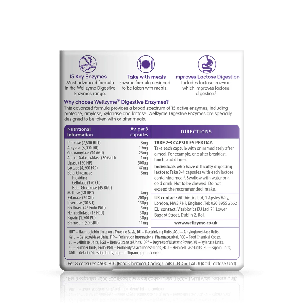 Wellzyme Digestive Enzymes Advanced 15 Capsules Vitabiotics