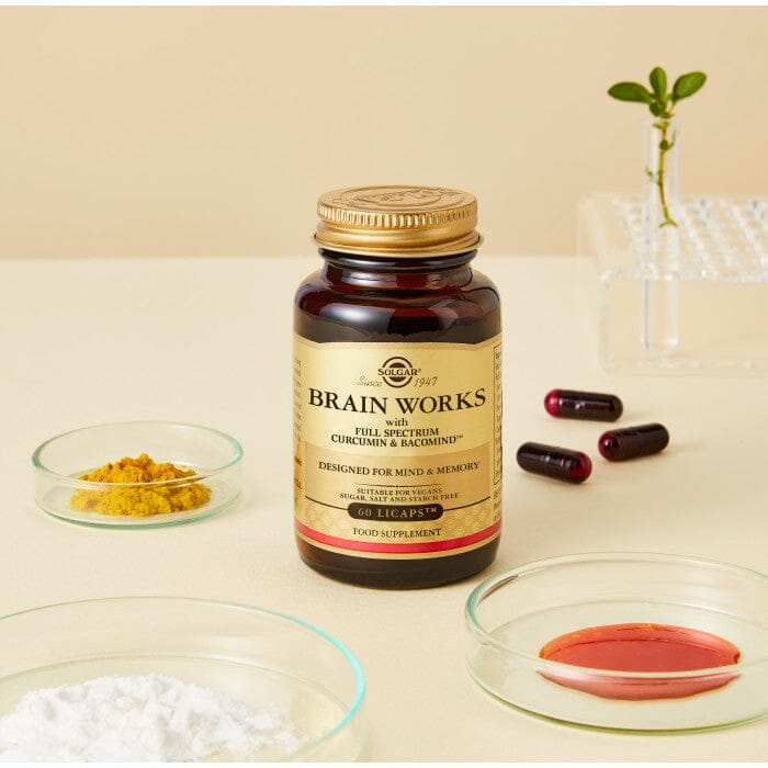 Brain Works with Full Spectrum Curcumin & BacoMind Solgar 