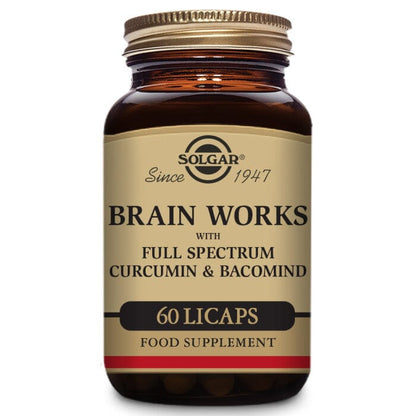 Brain Works with Full Spectrum Curcumin & BacoMind Solgar 