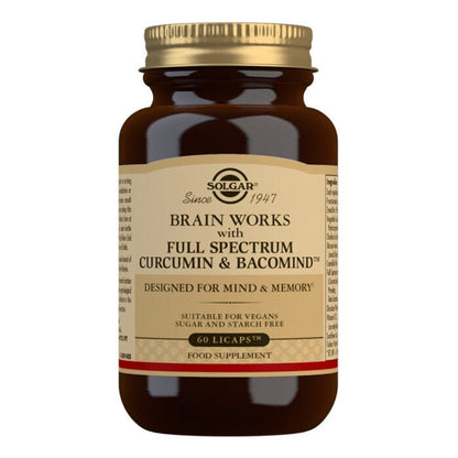 Brain Works with Full Spectrum Curcumin & BacoMind Solgar 