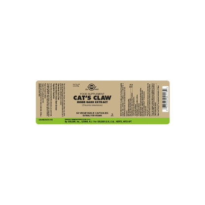 Cat's Claw Inner Bark Extract Vegatable Capsules - Pack of 60 Solgar 