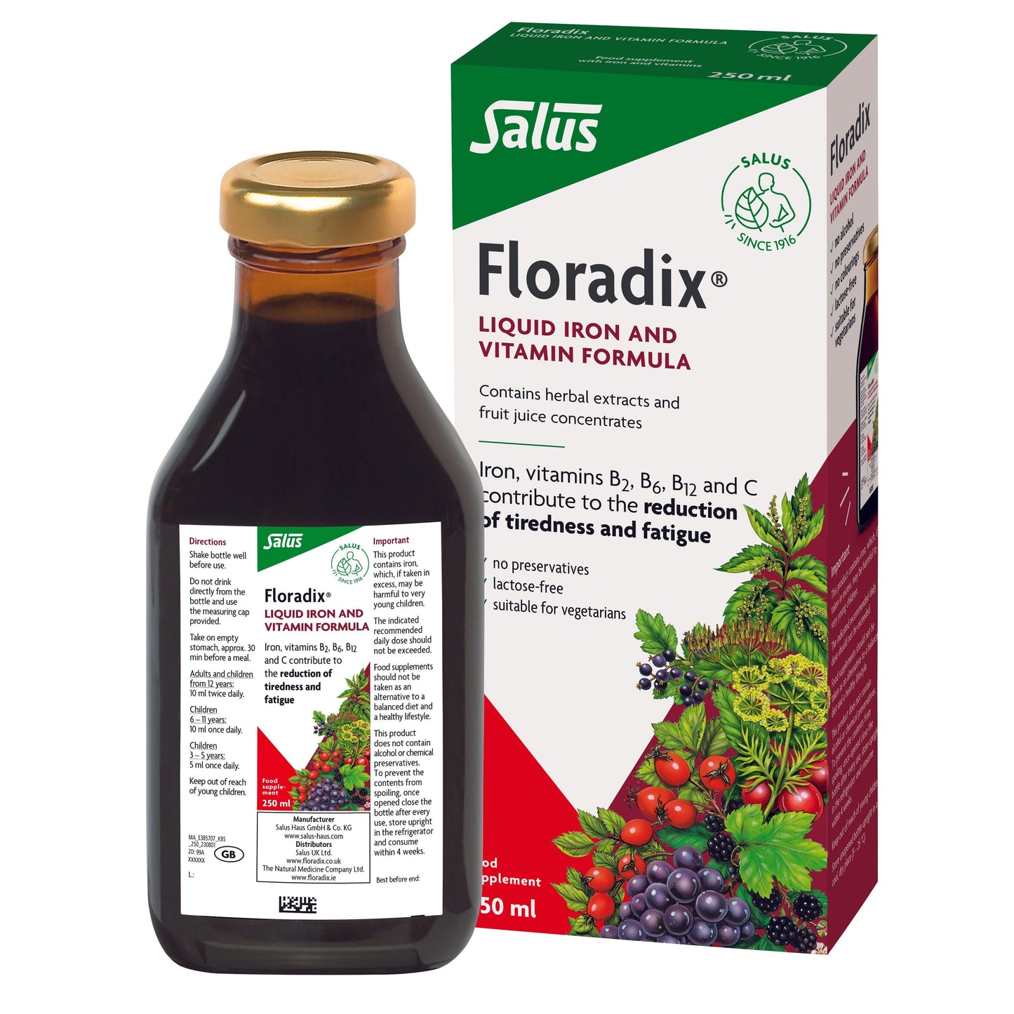 Floradix Floravital Liquid Iron And Vitamin Formula 250 ml