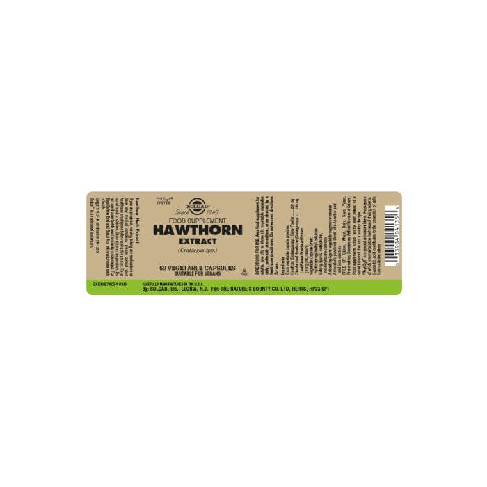 Hawthorn Extract Extract Vegatable Capsules - Pack of 60 Solgar 