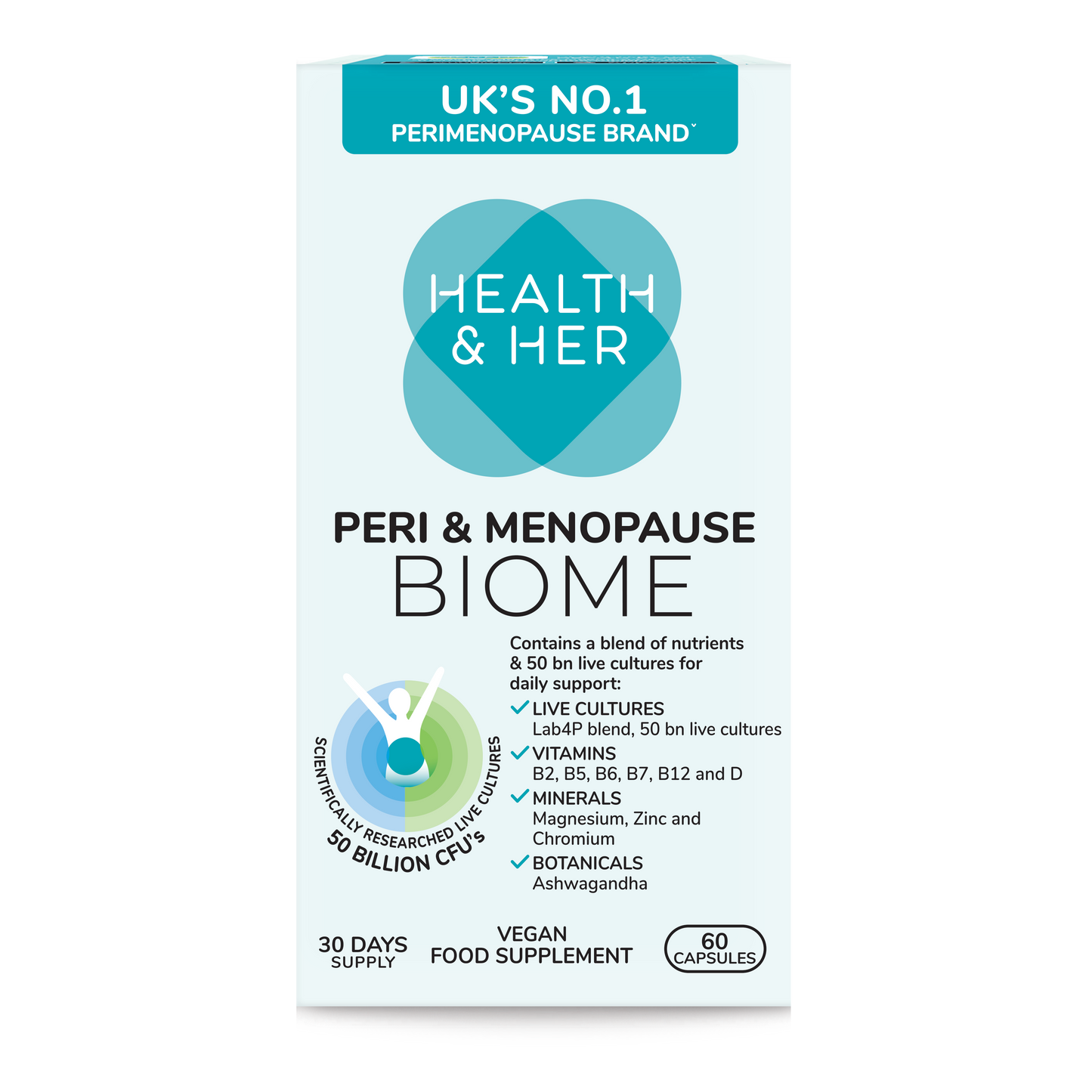 Health & Her Peri & Menopause Biome Supplement 60s Capsules Health & Her/Him 