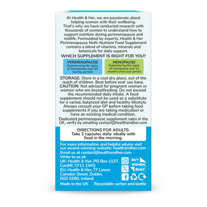 Health & Her Perimenopause Supplement 60s Capsules Health & Her/Him 