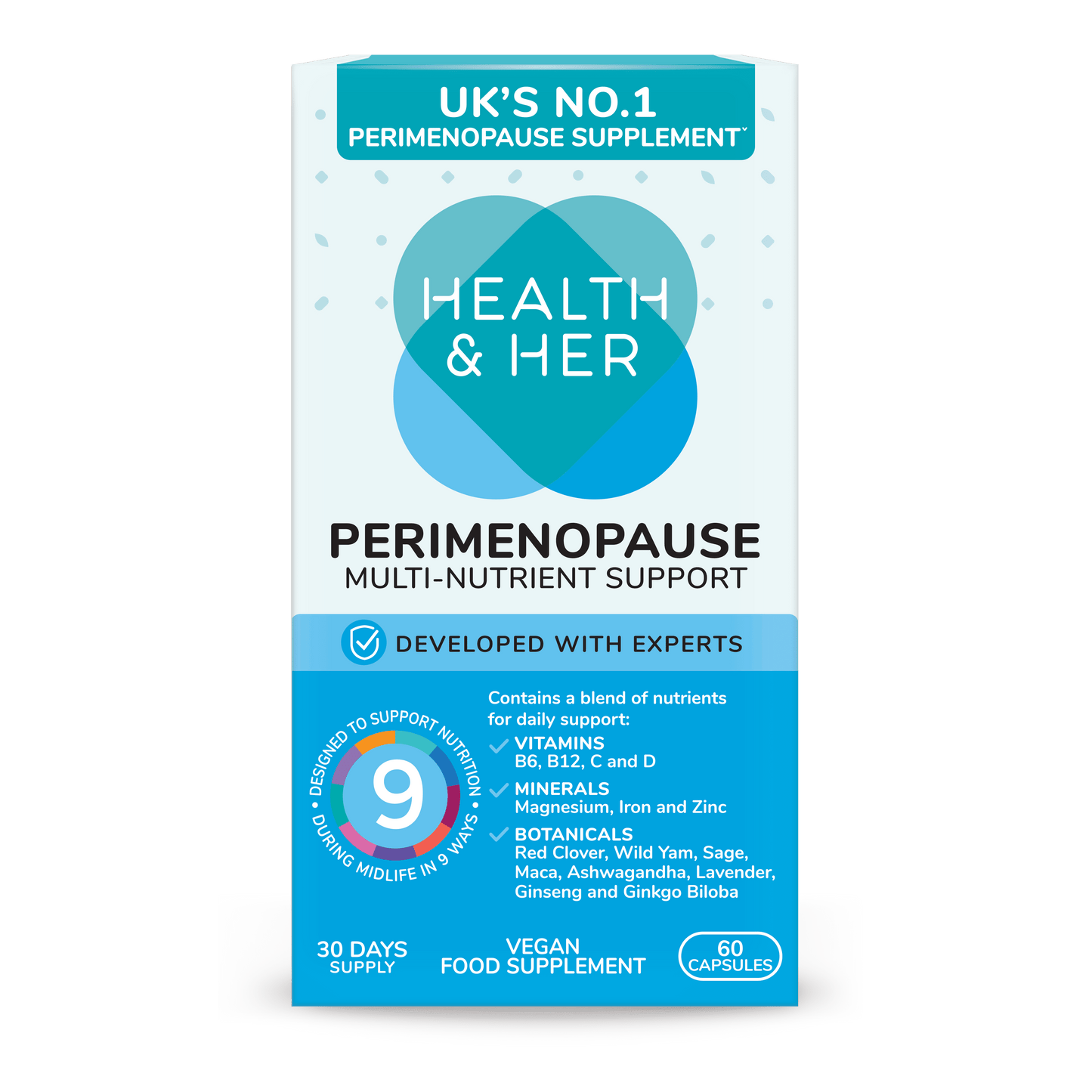 Health & Her Perimenopause Supplement 60s Capsules Health & Her/Him 