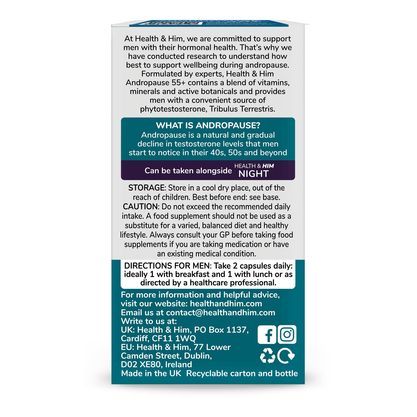 Health & Him Andropause 55+ Multi-Nutrient Supplement 60s Health & Her/Him 