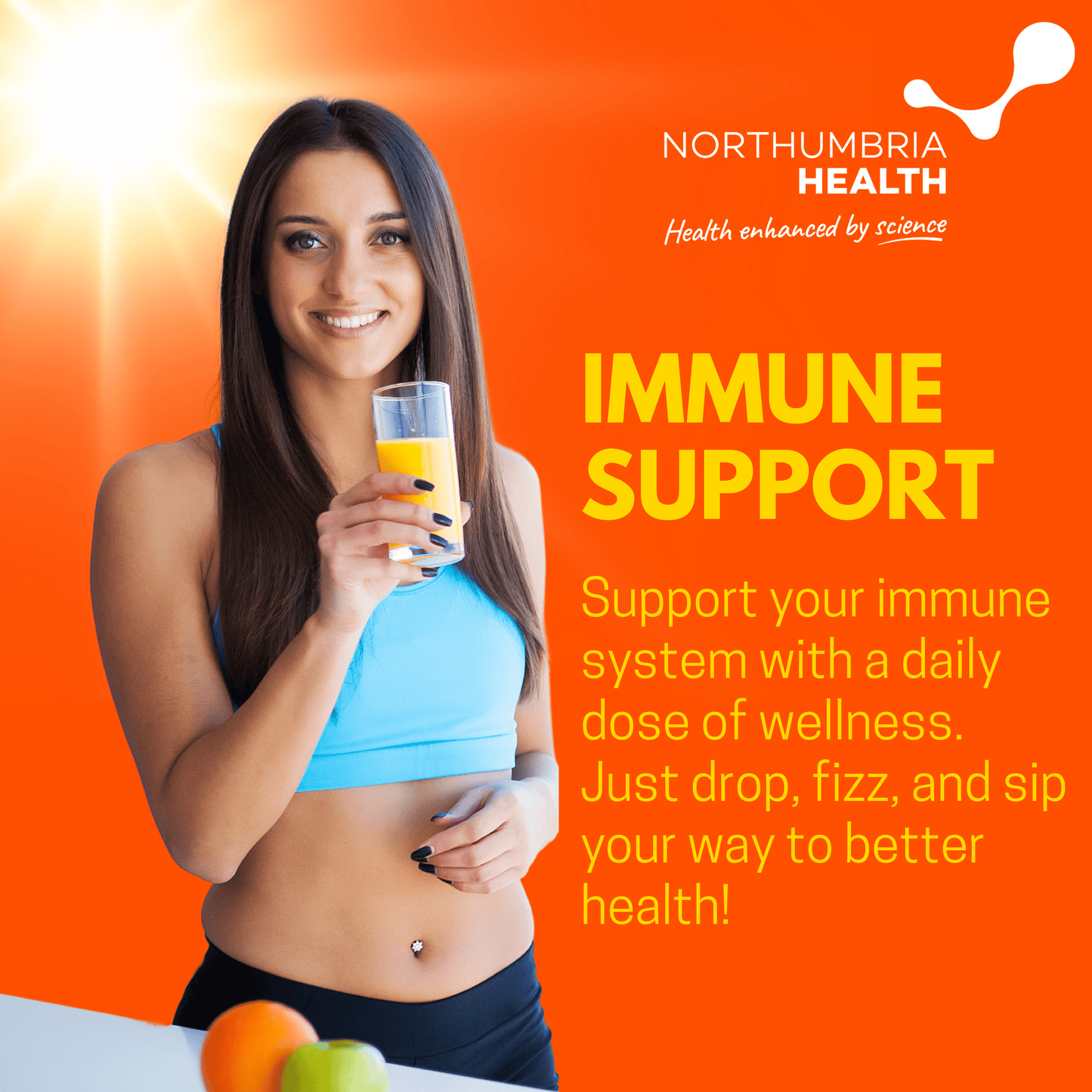 Immune Support Effervescent Orange Flavour Tablets -20 tablets Effervescent Tablet Northumbria Health 