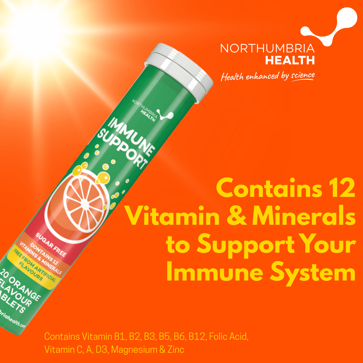 Immune Support Effervescent Orange Flavour Tablets -20 tablets Effervescent Tablet Northumbria Health 