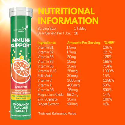 Immune Support Effervescent Orange Flavour Tablets -20 tablets Effervescent Tablet Northumbria Health 