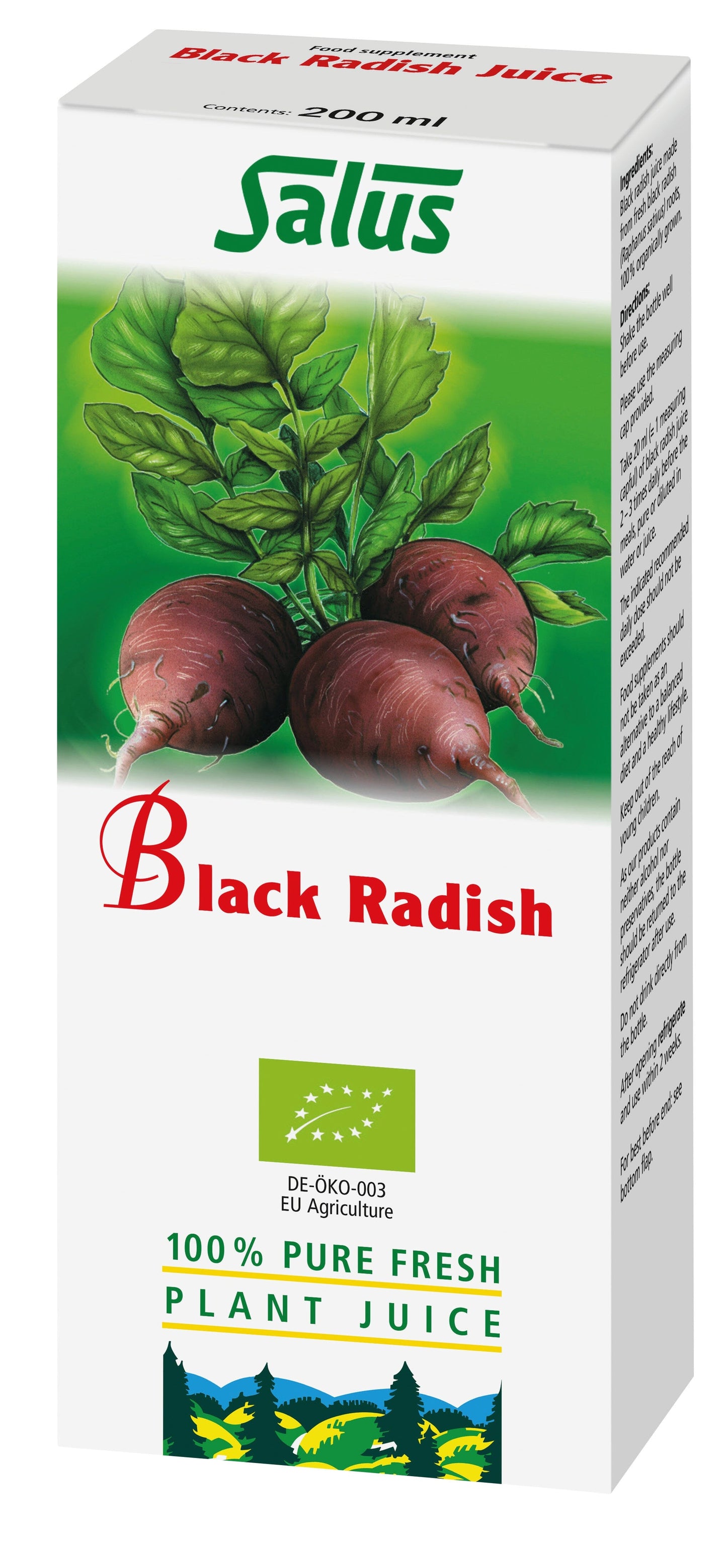 Salus Black Radish 100% Pure Fresh Plant Juice 200ml Liquid Salus 