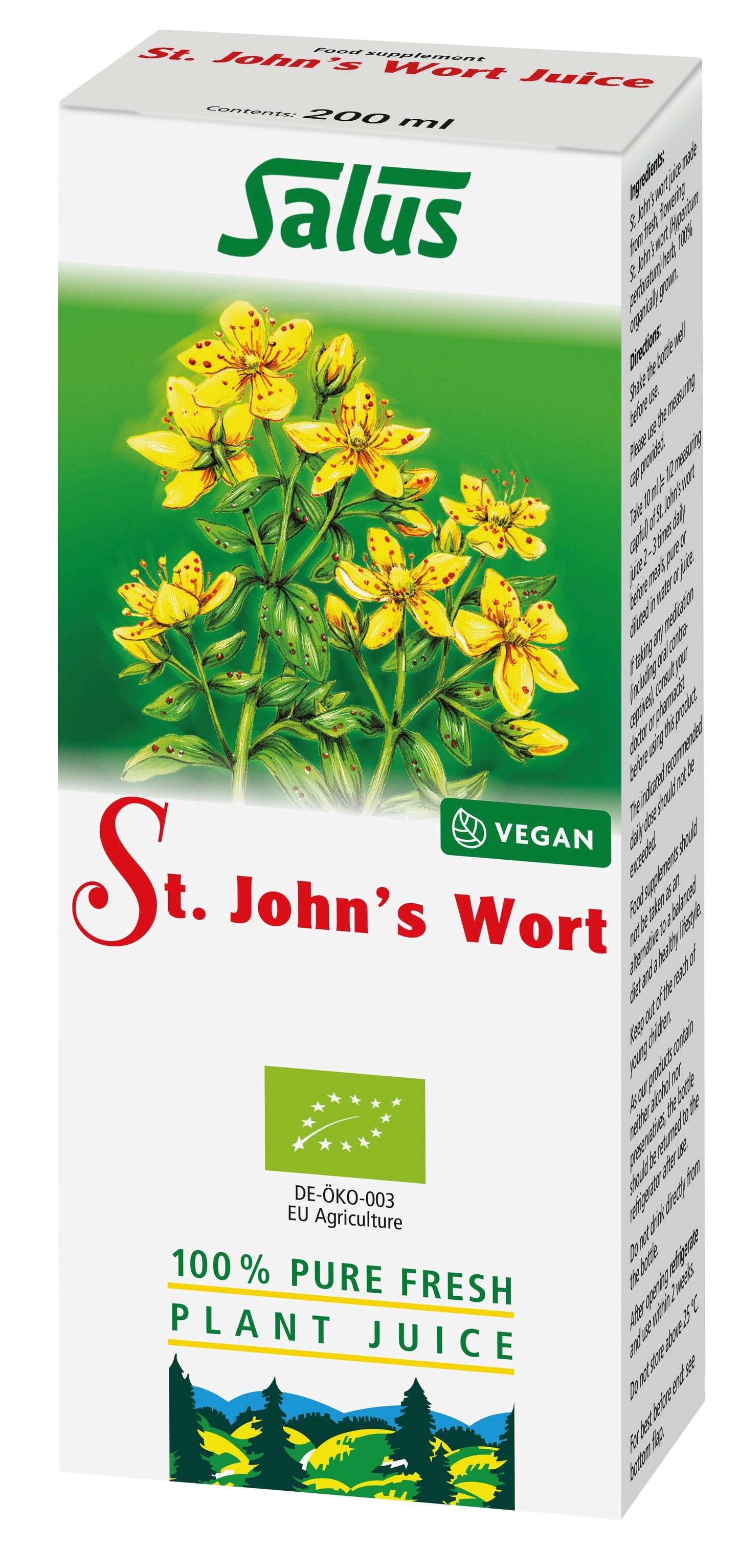 Salus St John's Wort: 100% Pure Fresh Plant Juice 200ml Liquid Salus 