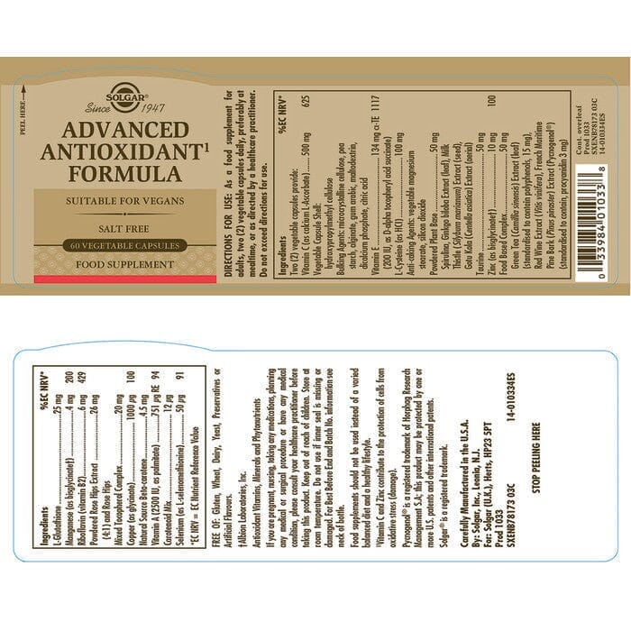 Solgar® Advanced Antioxidant Formula Vegetable Capsules - Pack of 60 Solgar 