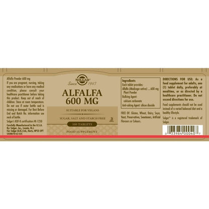 Solgar® Alfalfa 600 mg Tablets - Pack of 100 Solgar 