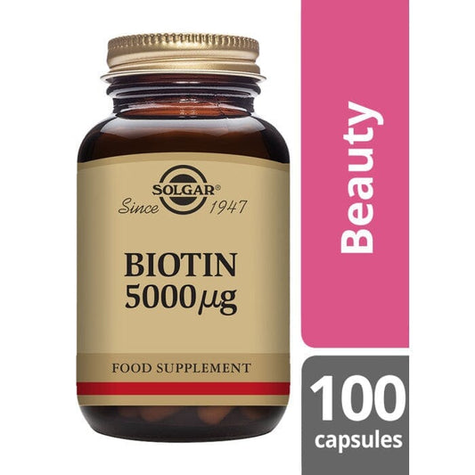 Solgar® Biotin 5000 μg Vegetable Capsules - Pack of 100 Solgar 