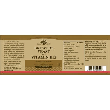 Solgar® Brewer's Yeast with Vitamin B12 Tablets - Pack of 250 Solgar 