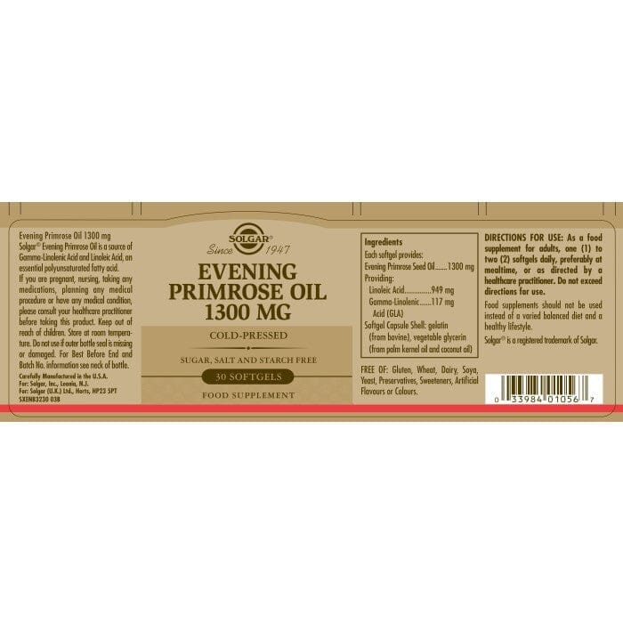 Solgar® Evening Primrose Oil 1300 mg Softgels - Pack of 30 Solgar 