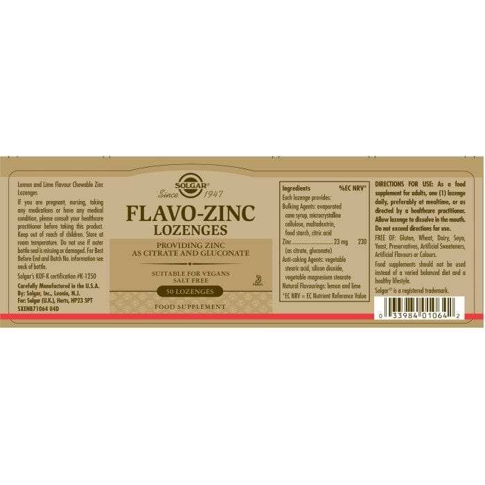 Solgar® Flavo Zinc Lozenges - Pack of 50 Solgar 