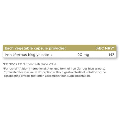 Solgar® Gentle Iron (Iron Bisglycinate) 20 mg Vegetable Capsules - Pack of 180 Solgar 