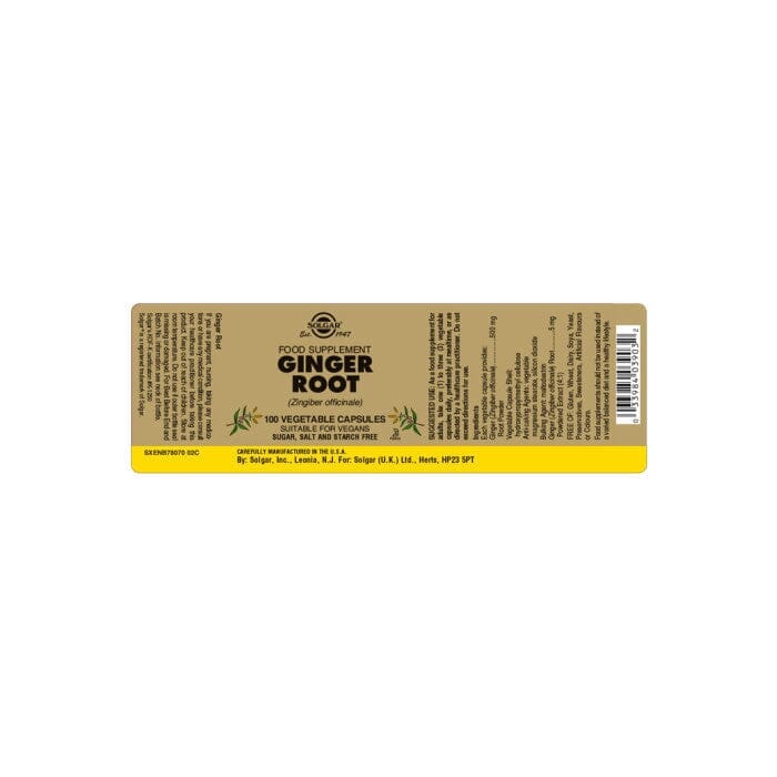 Solgar® Ginger Root Vegetable Capsules - Pack of 100 Solgar 