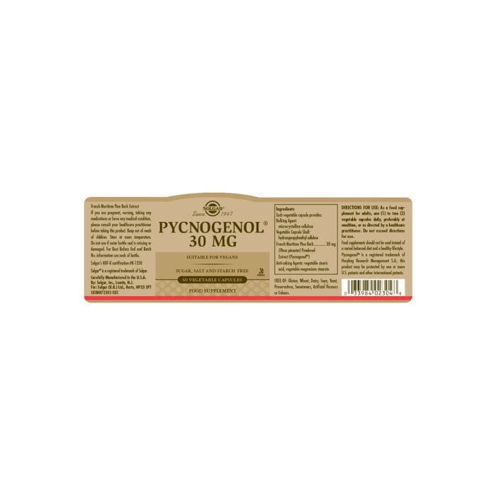 Solgar® Pycnogenol 30 mg Vegetable Capsules - Pack of 60 Solgar 