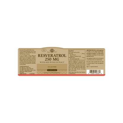 Solgar® Resveratrol 250 mg Softgels - Pack of 30 Solgar 