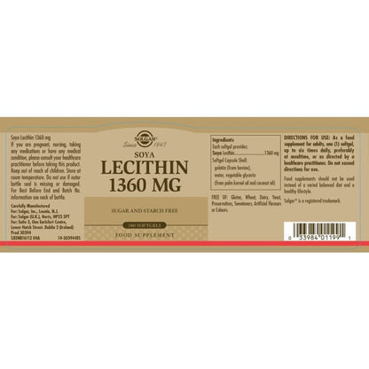 Solgar® Soya Lecithin 1360 mg Softgels - Pack of 180 Solgar 