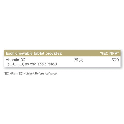 Solgar® Vitamin D3 1000 IU (25 µg) Chewable Tablets - Pack of 100 Solgar 