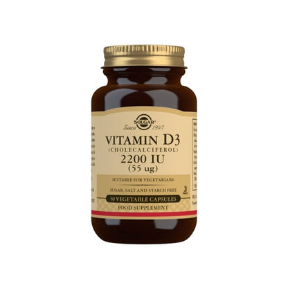 Solgar® Vitamin D3 (Cholecalciferol) 2200 IU (55 µg) Vegetable Capsules - Pack of 50 Solgar 