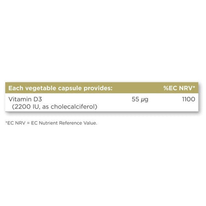 Solgar® Vitamin D3 (Cholecalciferol) 2200 IU (55 µg) Vegetable Capsules - Pack of 50 Solgar 