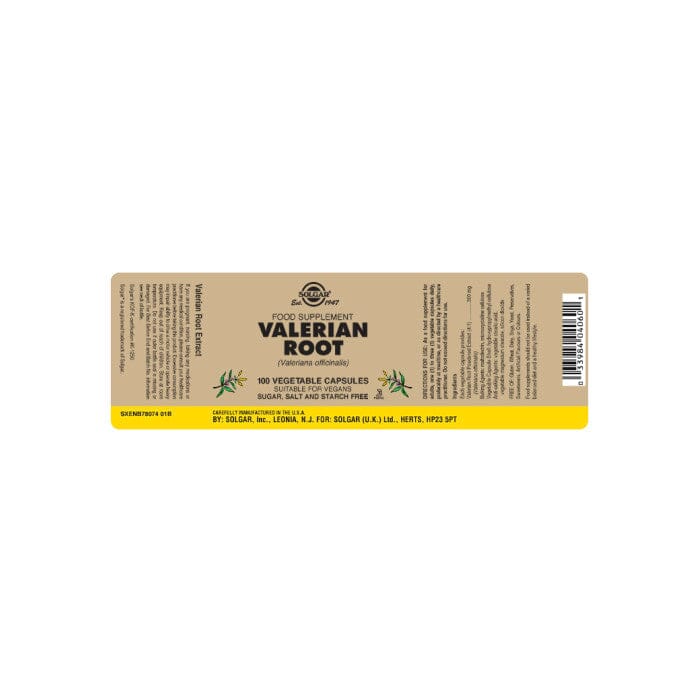 Valerian Root Vegetable Capsules- Pack of 100 Solgar 